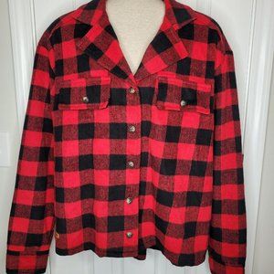 Simply Southern Shirt Jacket Womens XL Buffalo Plaid Flannel Button Up